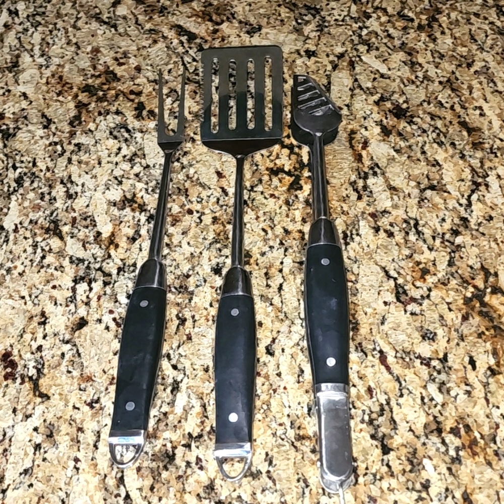 Barbecue utensil set Stainless steel spatula, fork, tong